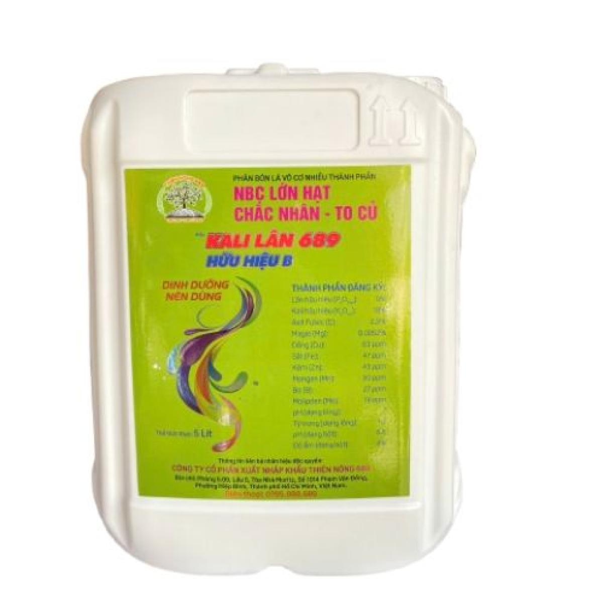 KALI LÂN 689 HỮU HIỆU B 5L – PHÂN BÓN LÁ VÔ CƠ NHIỀU THÀNH PHẦN NBC LỚN HẠT – CHẮC NHÂN – TO CỦ