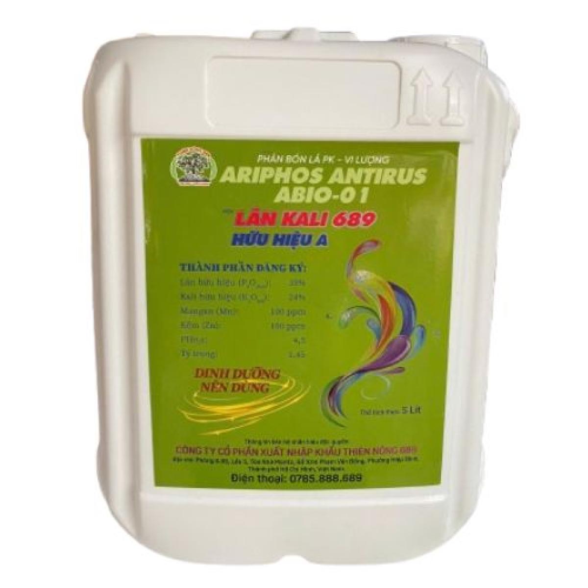 LÂN KALI 689 HỮU HIỆU A 5 LÍT – PHÂN BÓN LÁ PK – VI LƯỢNG ARIFOS NTIRUS ABIO – 01